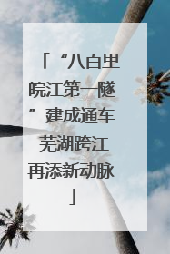 “八百里皖江第一隧”建成通车 芜湖跨江再添新动脉