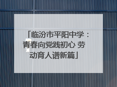 临汾市平阳中学：青春向党践初心 劳动育人谱新篇