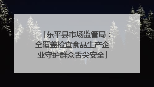 东平县市场监管局：全覆盖检查食品生产企业守护群众舌尖安全