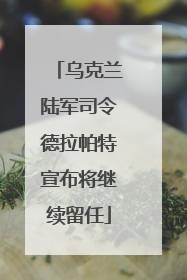 乌克兰陆军司令德拉帕特宣布将继续留任