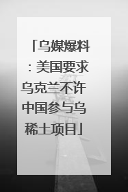 乌媒爆料：美国要求乌克兰不许中国参与乌稀土项目