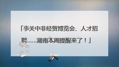 事关中非经贸博览会、人才招聘……湖南本周提醒来了！