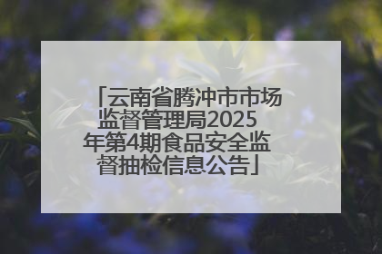云南省腾冲市市场监督管理局2025年第4期食品安全监督抽检信息公告