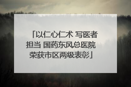 以仁心仁术 写医者担当 国药东风总医院荣获市区两级表彰