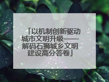 以机制创新驱动城市文明升级——解码石狮城乡文明建设高分答卷