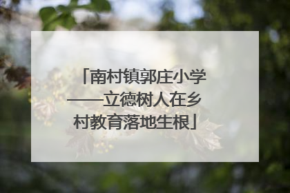 南村镇郭庄小学——立德树人在乡村教育落地生根