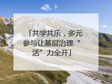 共学共乐，多元参与让基层治理“活”力全开