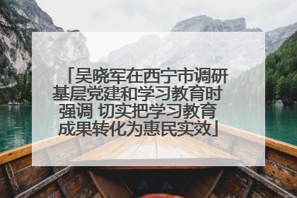 吴晓军在西宁市调研基层党建和学习教育时强调 切实把学习教育成果转化为惠民实效