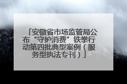 安徽省市场监管局公布“守护消费”铁拳行动第四批典型案例（服务型执法专刊）