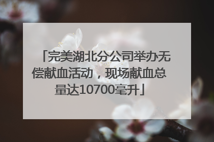 完美湖北分公司举办无偿献血活动，现场献血总量达10700毫升