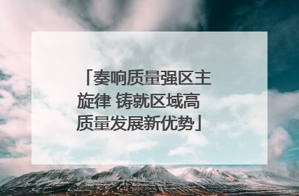 奏响质量强区主旋律 铸就区域高质量发展新优势