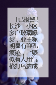 已报警！长沙一小区多户玻璃爆裂，业主称明显有弹孔痕迹，“疑似有人用气枪打鸟造成”