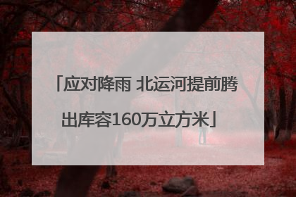 应对降雨 北运河提前腾出库容160万立方米