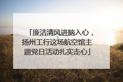 廉洁清风进脑入心，扬州工行这场航空馆主题党日活动扎实走心