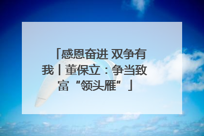 感恩奋进 双争有我丨董保立：争当致富“领头雁”