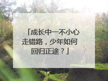 成长中一不小心走错路，少年如何回归正途？
