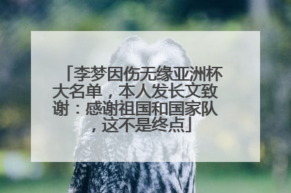 李梦因伤无缘亚洲杯大名单，本人发长文致谢：感谢祖国和国家队，这不是终点