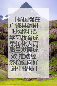 杨国强在广饶县调研时强调 把学习教育成果转化为高质量发展成效 推动经济稳健向好进中提质