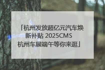 杭州发放超亿元汽车焕新补贴 2025CMS杭州车展端午等你来逛