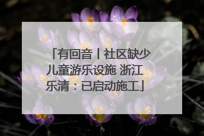有回音丨社区缺少儿童游乐设施 浙江乐清：已启动施工