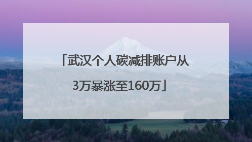 武汉个人碳减排账户从3万暴涨至160万
