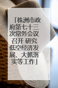 株洲市政府第七十三次常务会议召开 研究低空经济发展、大抓落实等工作