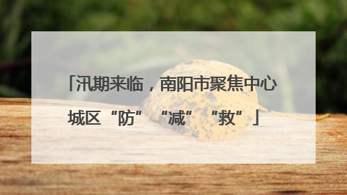 汛期来临，南阳市聚焦中心城区“防”“减”“救”