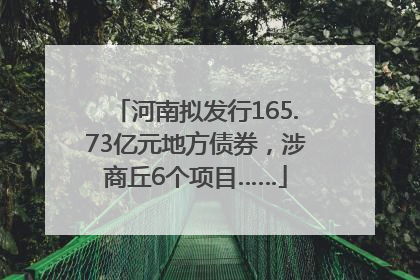 河南拟发行165.73亿元地方债券，涉商丘6个项目……