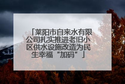 莱阳市自来水有限公司扎实推进老旧小区供水设施改造为民生幸福“加码”