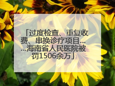 过度检查、重复收费、串换诊疗项目……海南省人民医院被罚1506余万