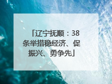 辽宁抚顺：38条举措稳经济、促振兴、勇争先