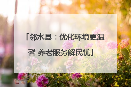 邻水县：优化环境更温馨 养老服务解民忧