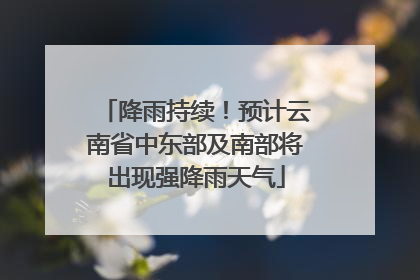 降雨持续！预计云南省中东部及南部将出现强降雨天气