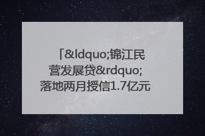 “锦江民营发展贷”落地两月授信1.7亿元，惠及118家民企