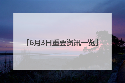 6月3日重要资讯一览